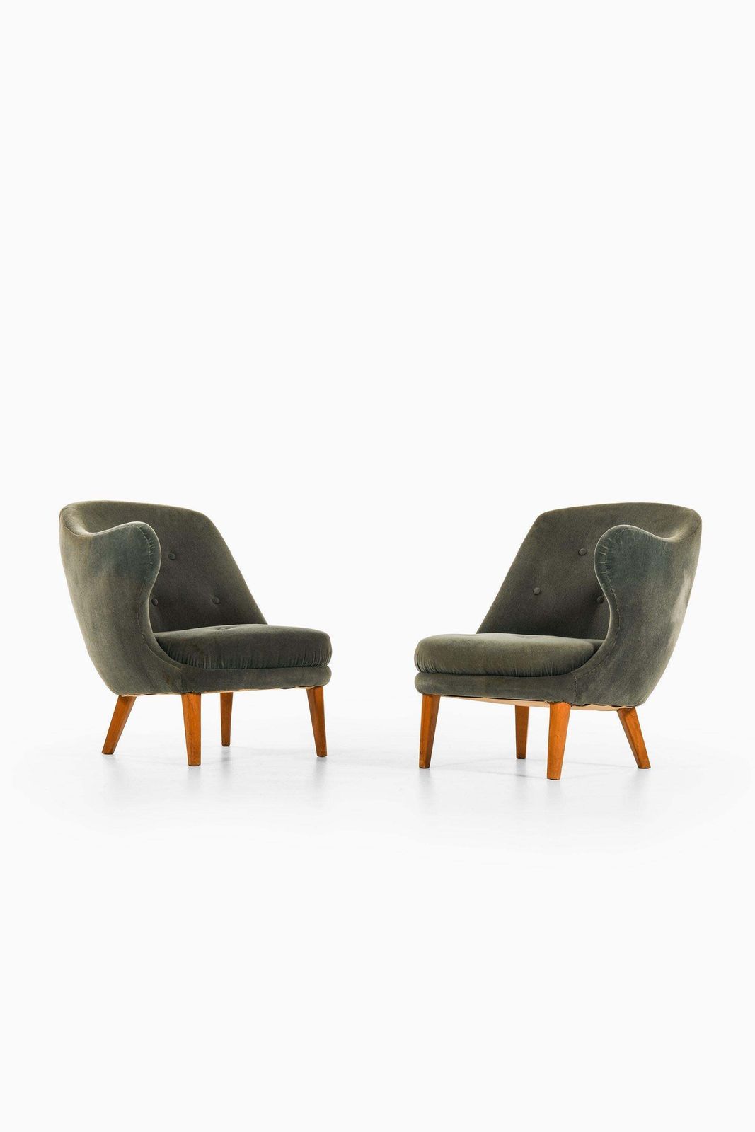 Easy Chairs In Beech And Original Mohair Velvet Upholstery By Arne Norell, 1952 photo vinterior
