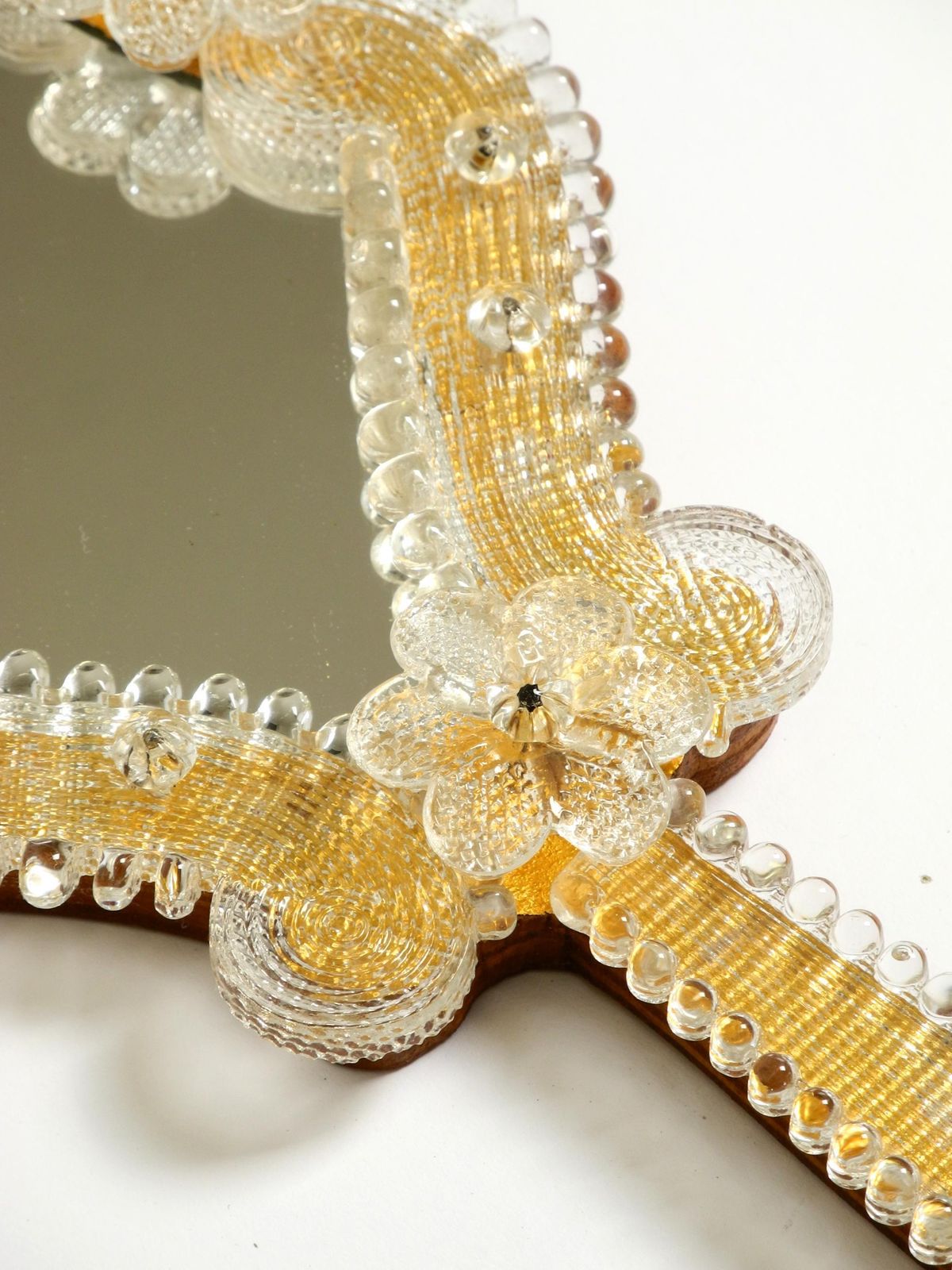 photo furniture Venetian Mid Century Modern Hand Or Wall Mirror With Murano Glass Rosettes