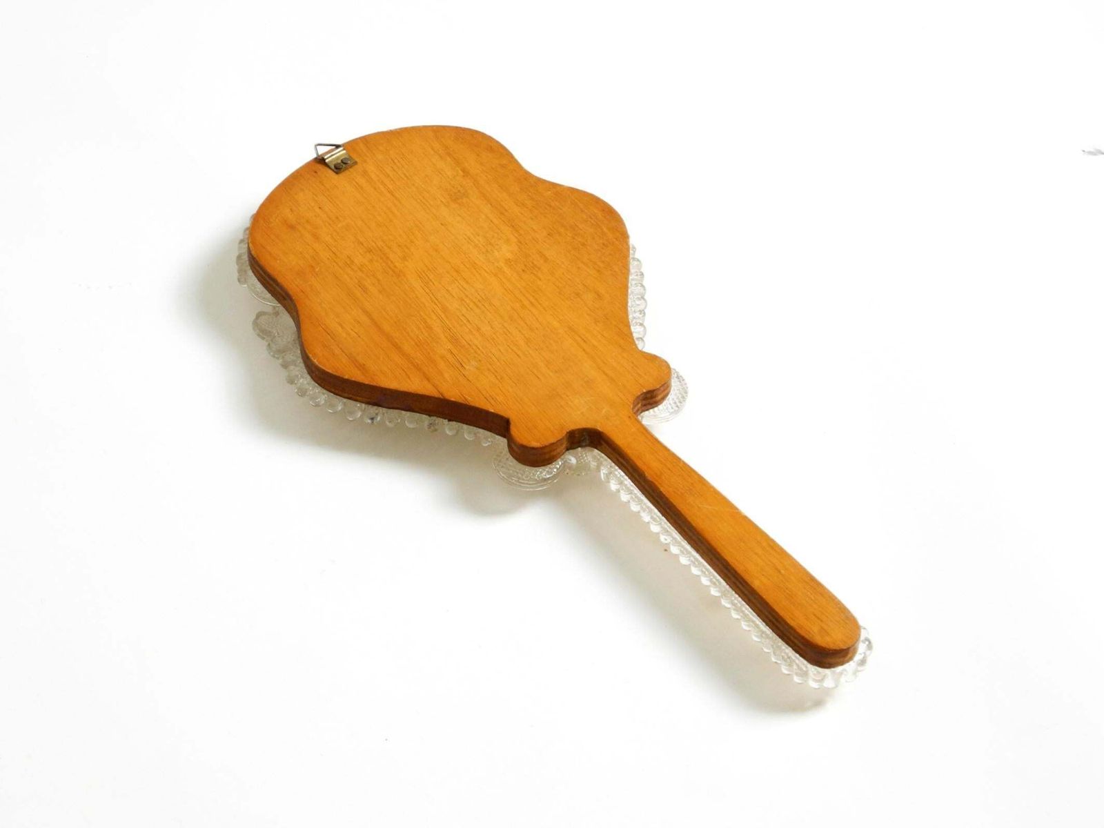photo for sale Venetian Mid Century Modern Hand Or Wall Mirror With Murano Glass Rosettes
