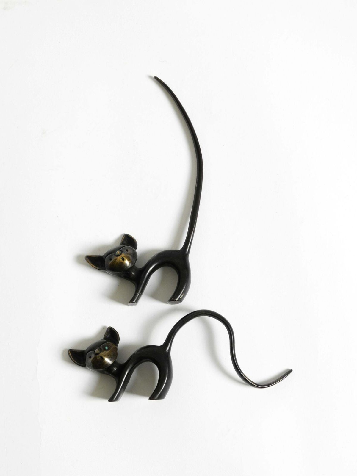 Two Mid Century Brass Cats As Ring Holders By Walter Bosse For Herta Baller photo for sale