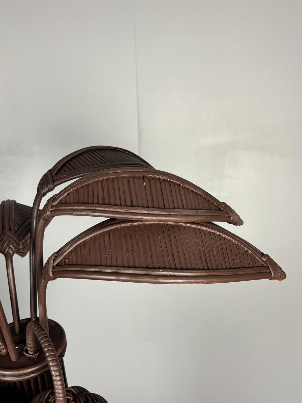 Pencil Reed Rattan Bamboo Palm Tree Coconut Table Lamp Maro Lopez Style 70s photo buy