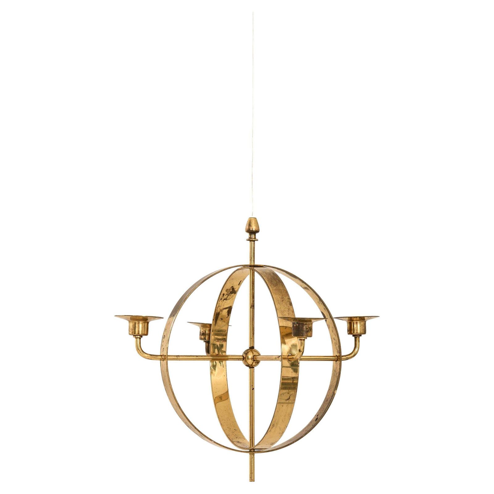 Candleabra Chandelier In Brass By Hans Agne Jakobsson, 1960's