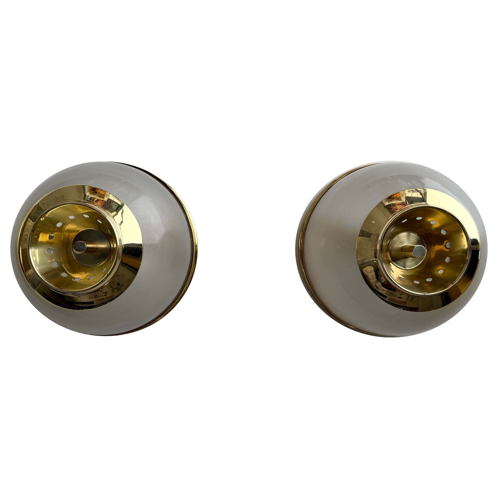 Pair Of Brass And Glass Azucena Sconces By Luigi Caccia Dominioni, Italy, 1960s