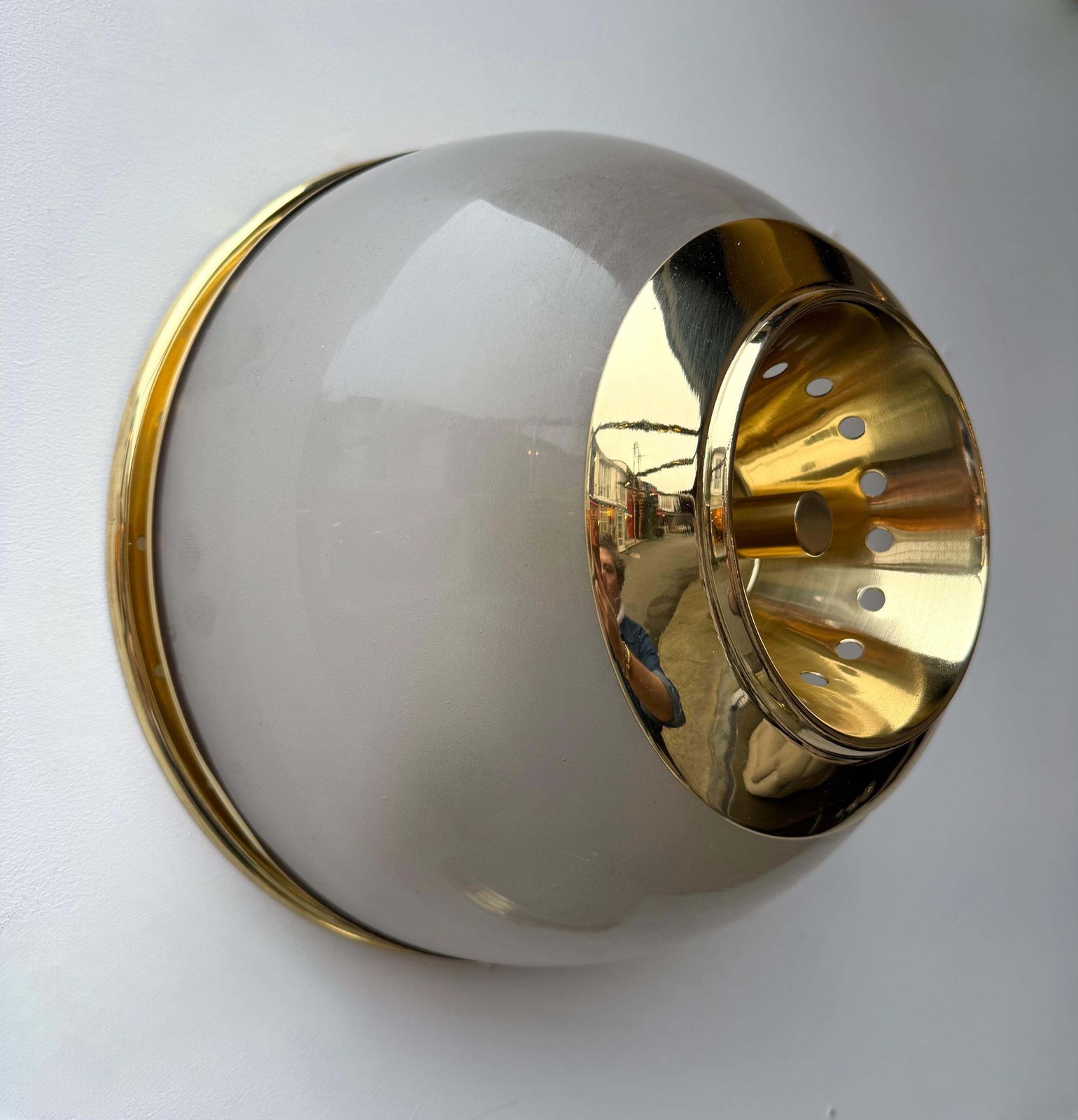 Pair Of Brass And Glass Azucena Sconces By Luigi Caccia Dominioni, Italy, 1960s photo vinterior