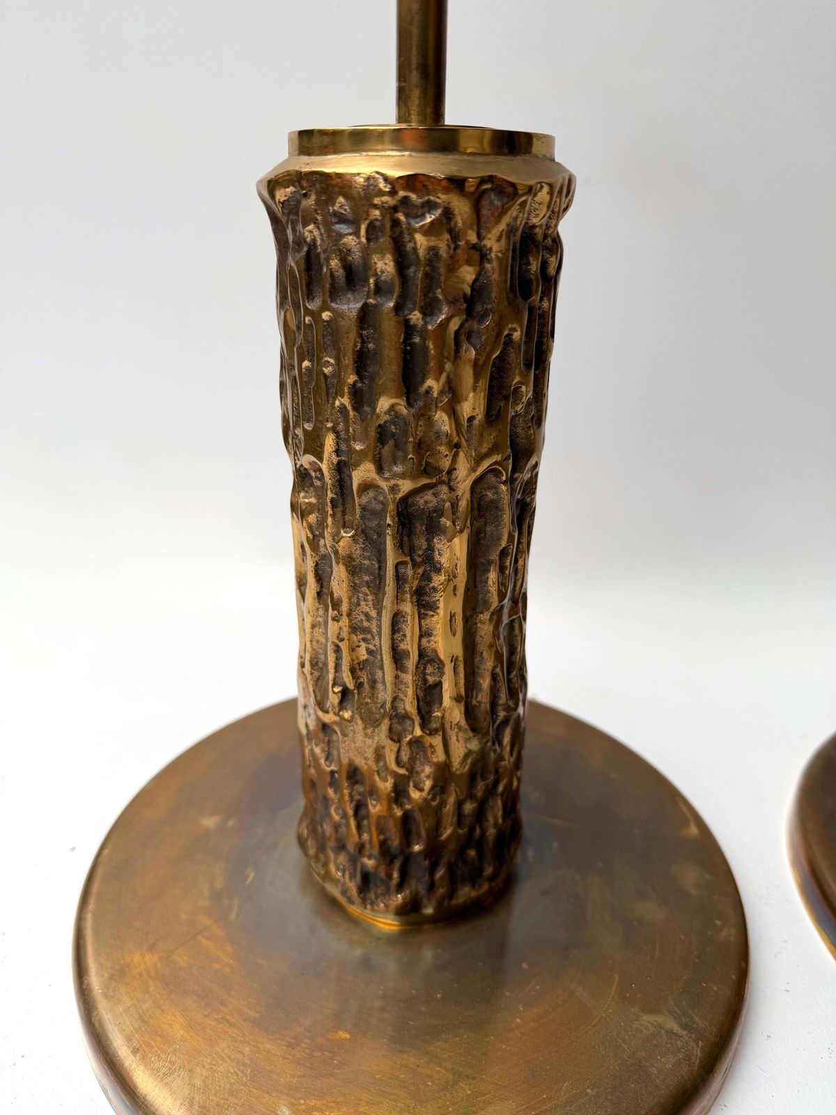 Pair Of Brass Sculpture Lamps By Angelo Brotto For Esperia Italy, 1980s photo vintage
