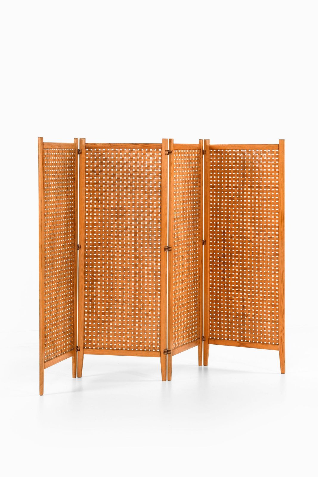Very Rare Folding Screen / Room Divider In Pine With Suede Strings, 1950's photo furniture