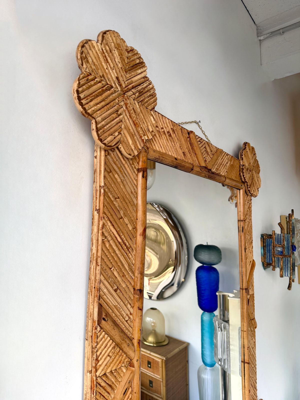 Bamboo And Rattan Mirror By Vivai Del Sud. Italy, 1970s photo Home Decor
