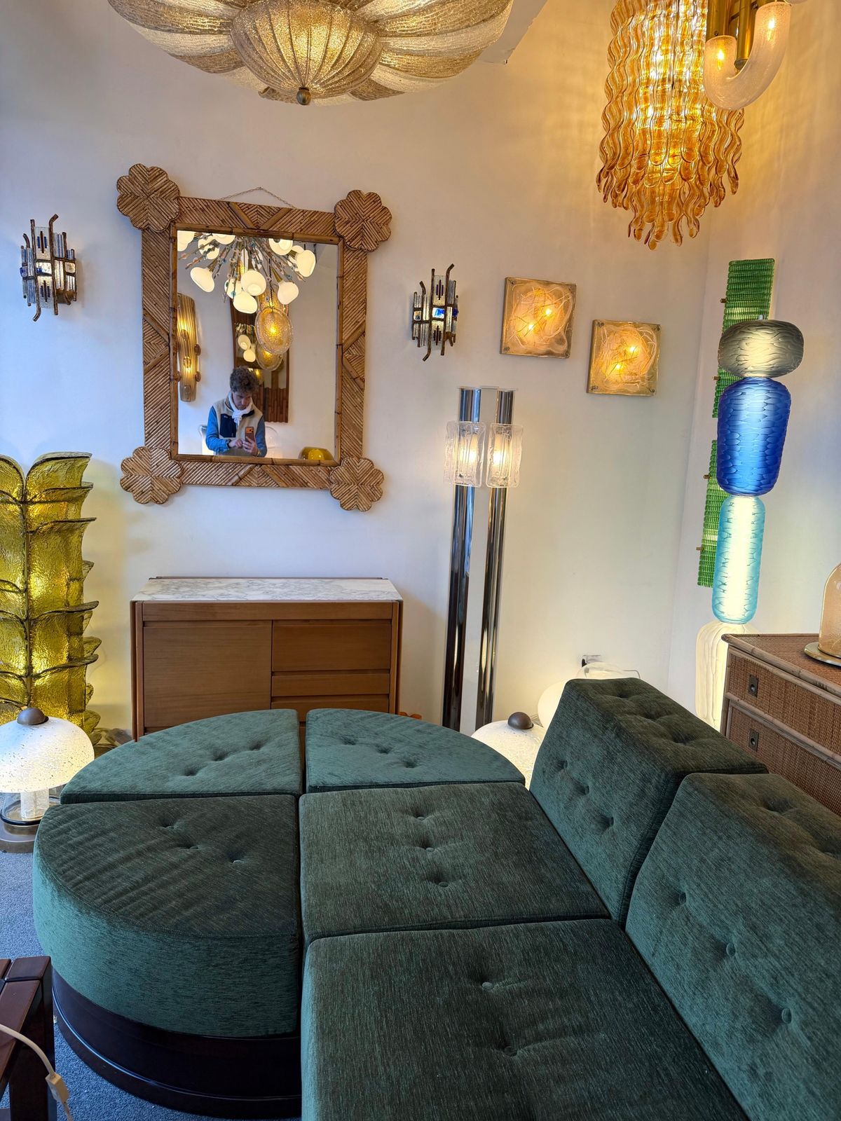 photo furniture Bamboo And Rattan Mirror By Vivai Del Sud. Italy, 1970s