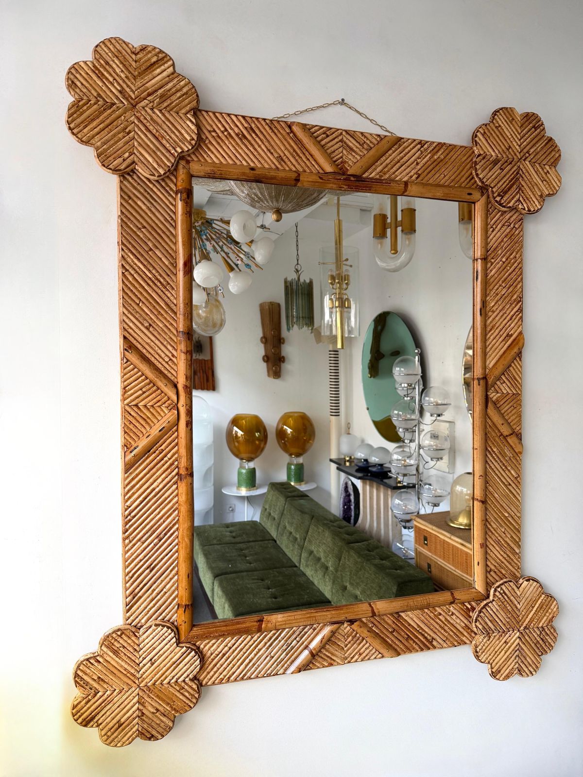 photo vinterior Bamboo And Rattan Mirror By Vivai Del Sud. Italy, 1970s