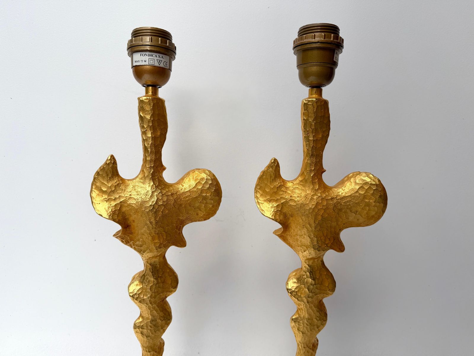 photo for sale Pair Of Lamps Gilt Metal By Nicolas De Waël For Fondica, France, 2000s