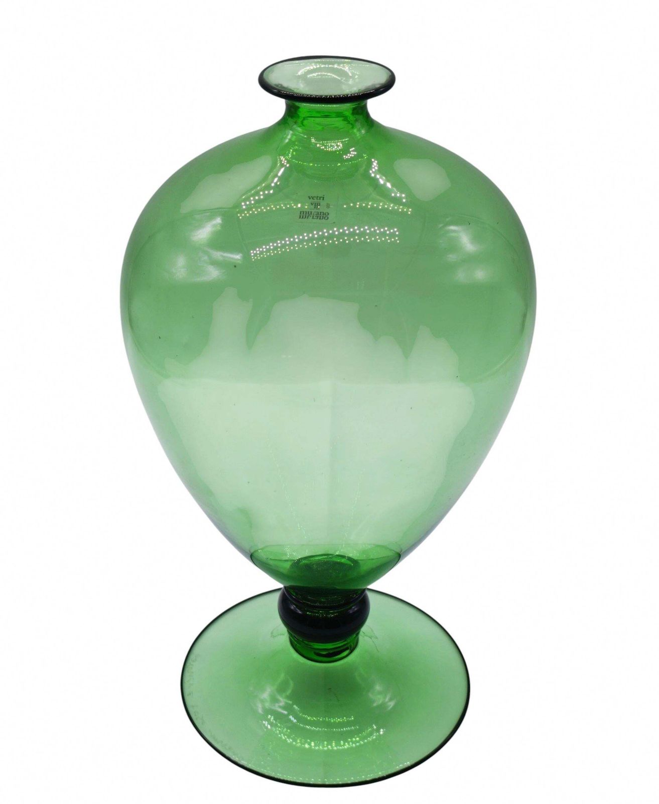 Barovier & Toso Vaso "Veronese" In Vetro Di Murano Verde, Italia 1980s photo furniture