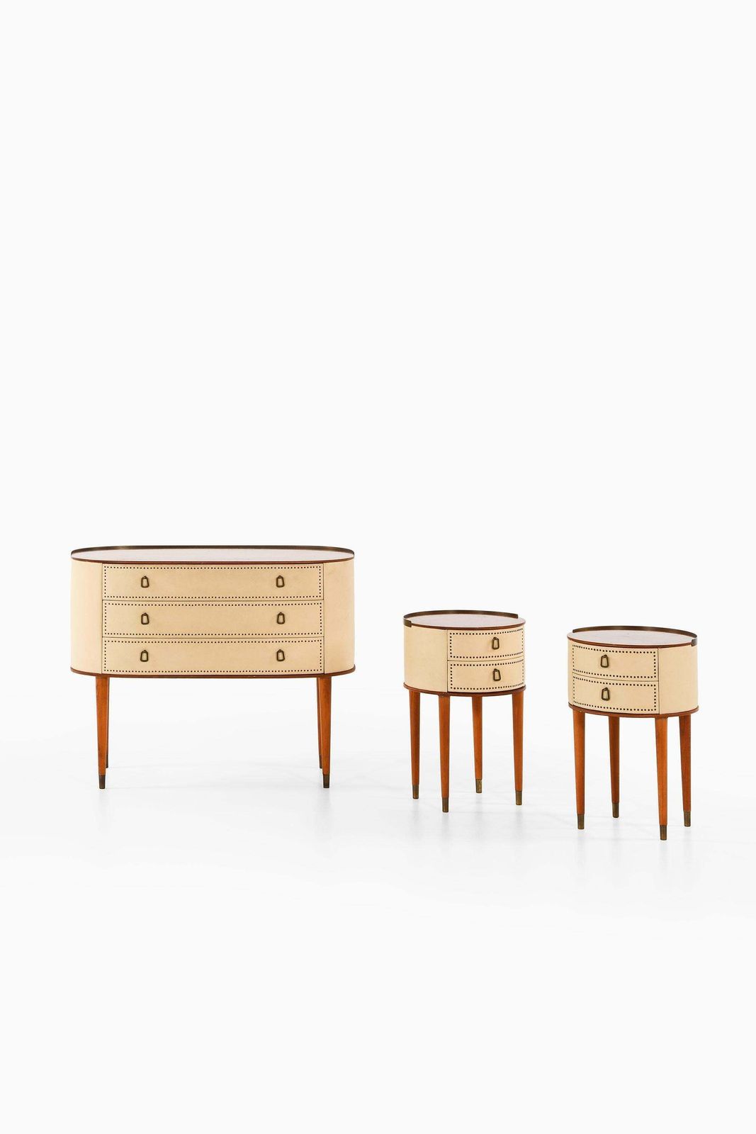 Bureau In Mahogany And White Artificial Leather By Halvdan Pettersson, 1950's photo furniture