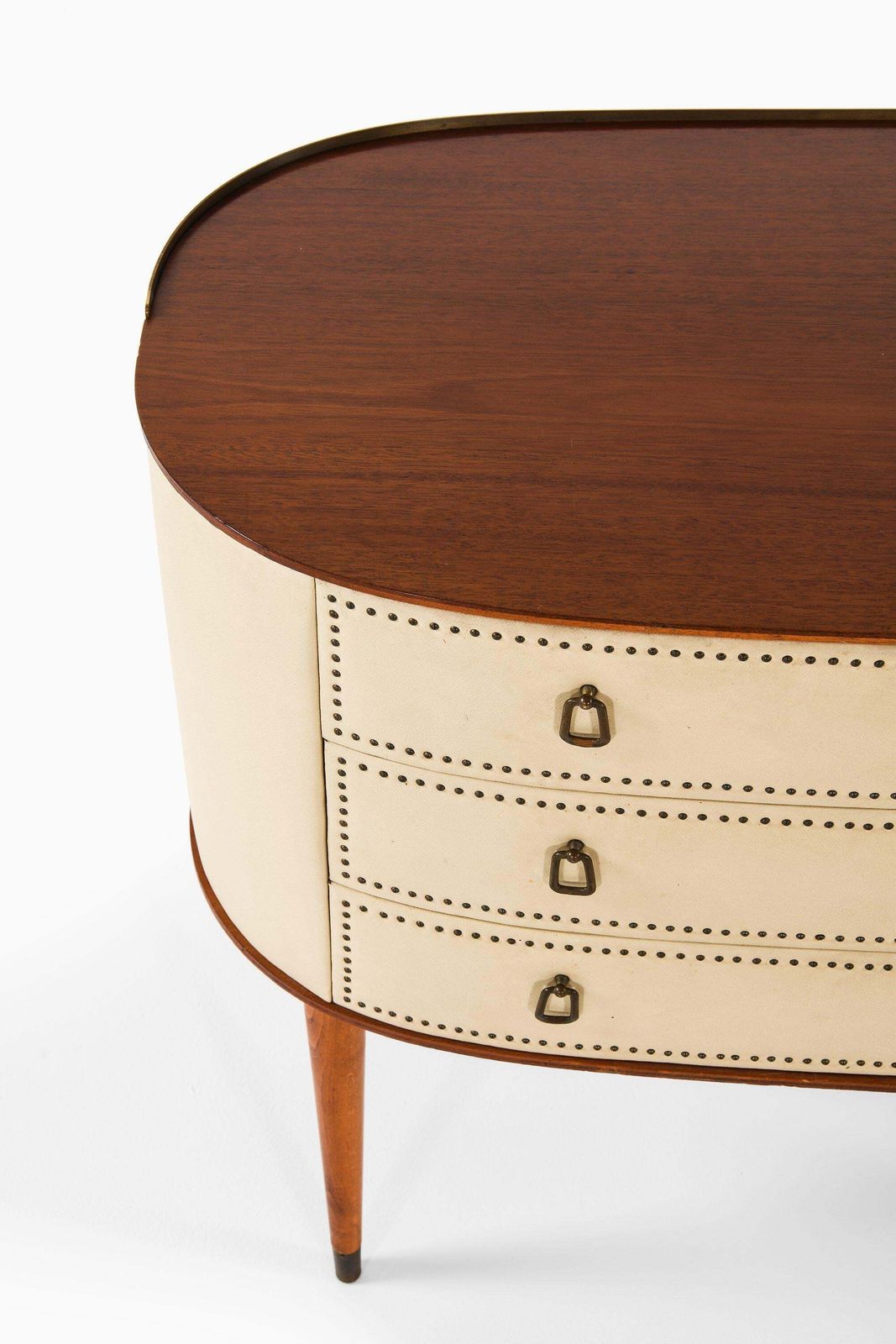 Bureau In Mahogany And White Artificial Leather By Halvdan Pettersson, 1950's photo 4861.0
