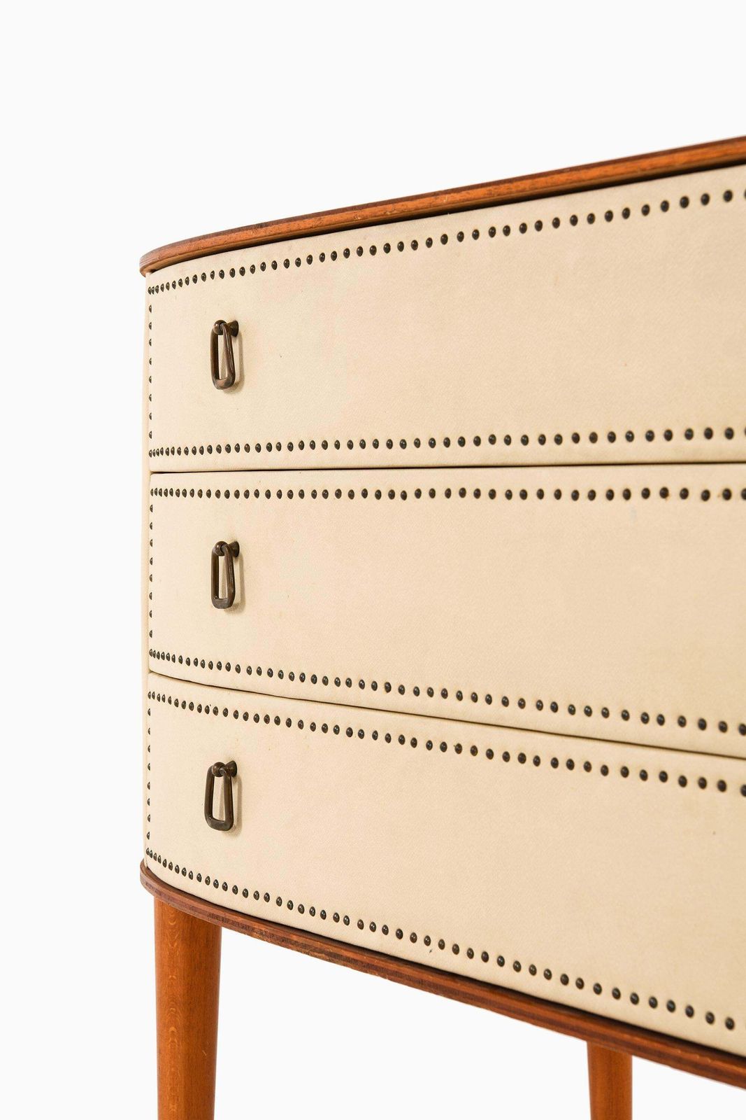 Bureau In Mahogany And White Artificial Leather By Halvdan Pettersson, 1950's photo vinterior