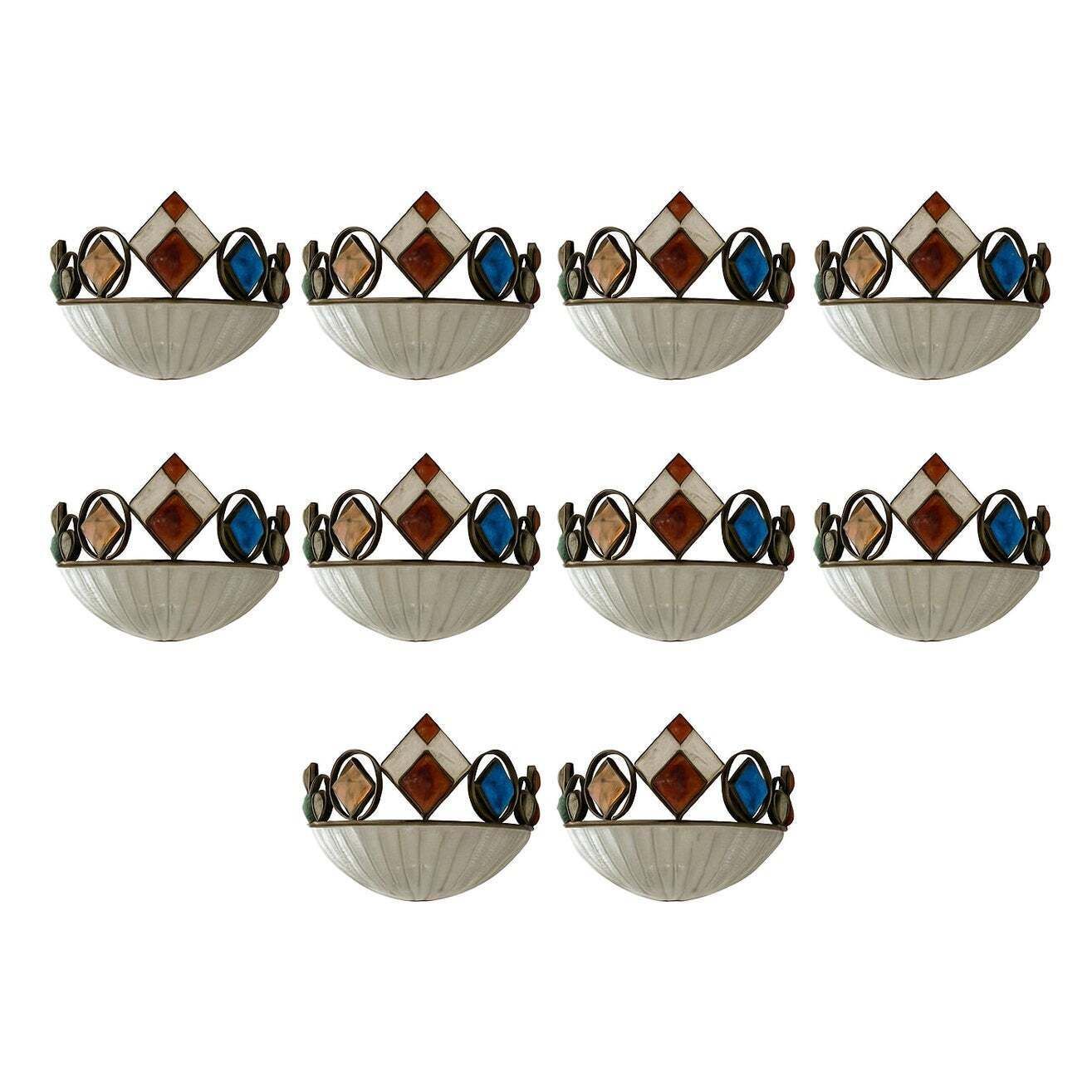 Hammered Glass Wrought Iron Murano Glass Sconce By Longobard, Italy, 1970s