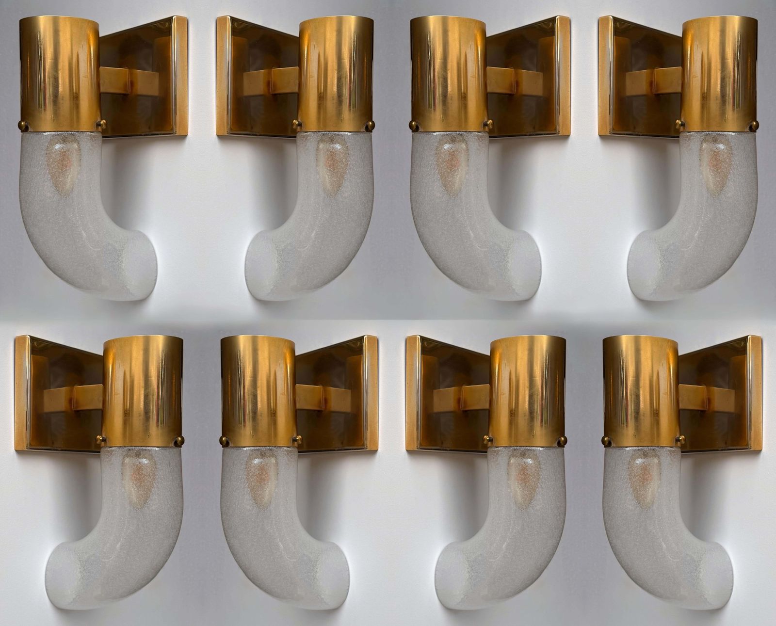 Lighting Brass Sconce Murano Glass By Aldo Nason For Mazzega, Italy, 1970s photo