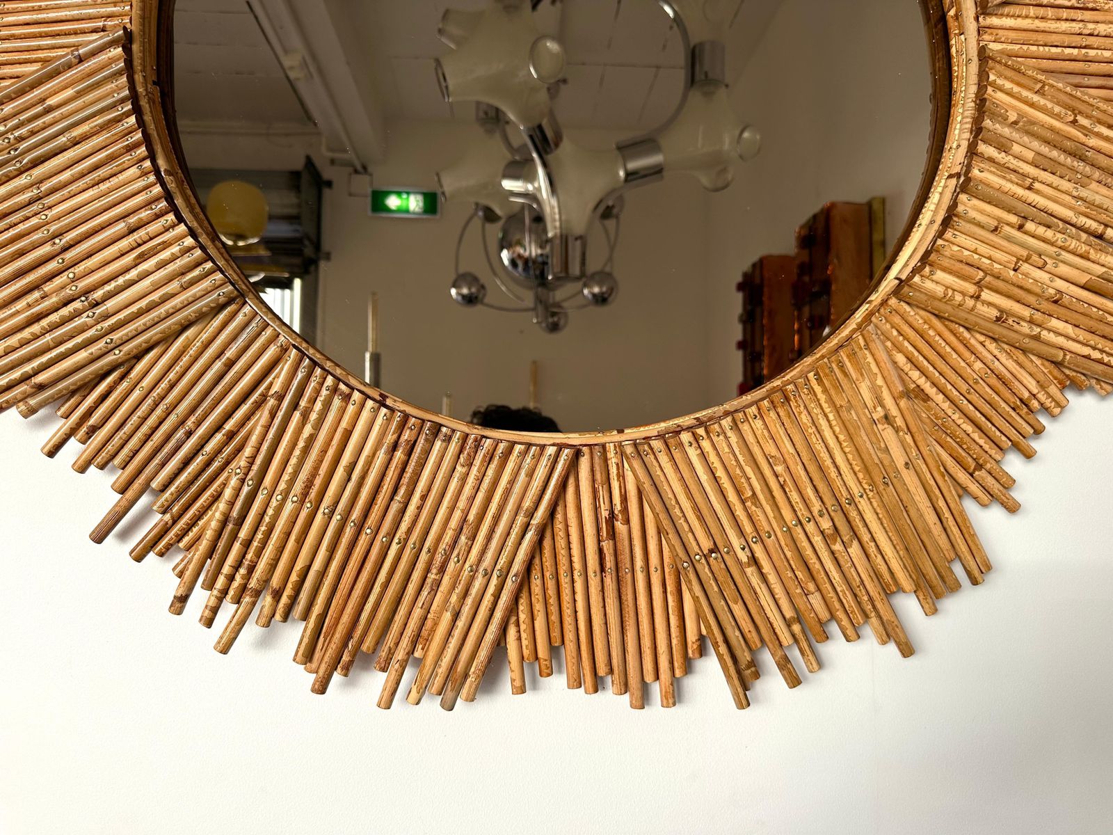 Rattan Sun Mirror By Vivai Del Sud. Italy, 1970s photo vinterior