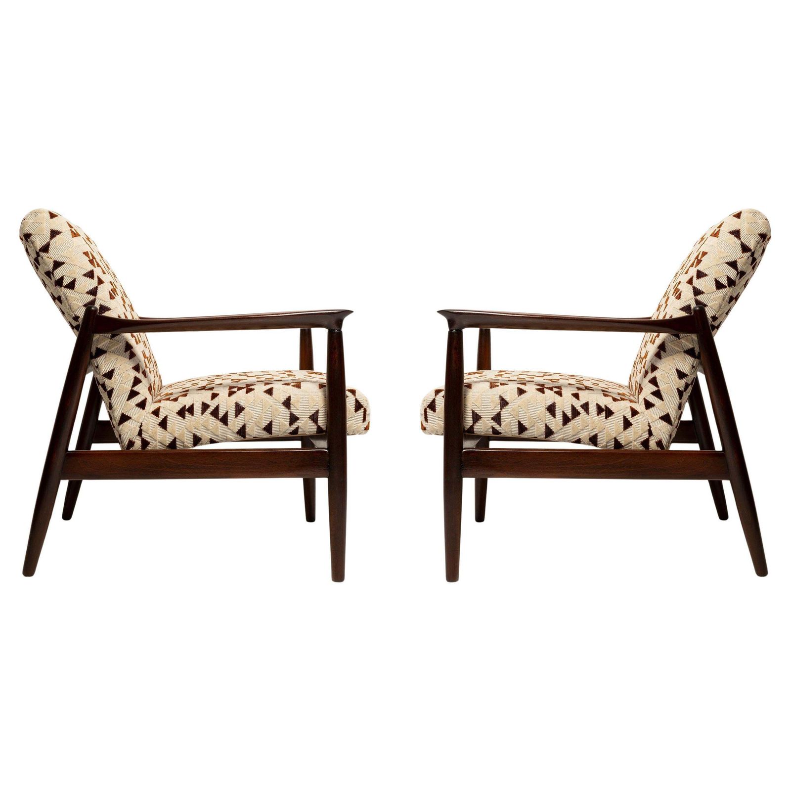 Two Mid Century Gfm 64 Armchairs, Drawing Velvet By Dedar, Homa, Europe, 1960s