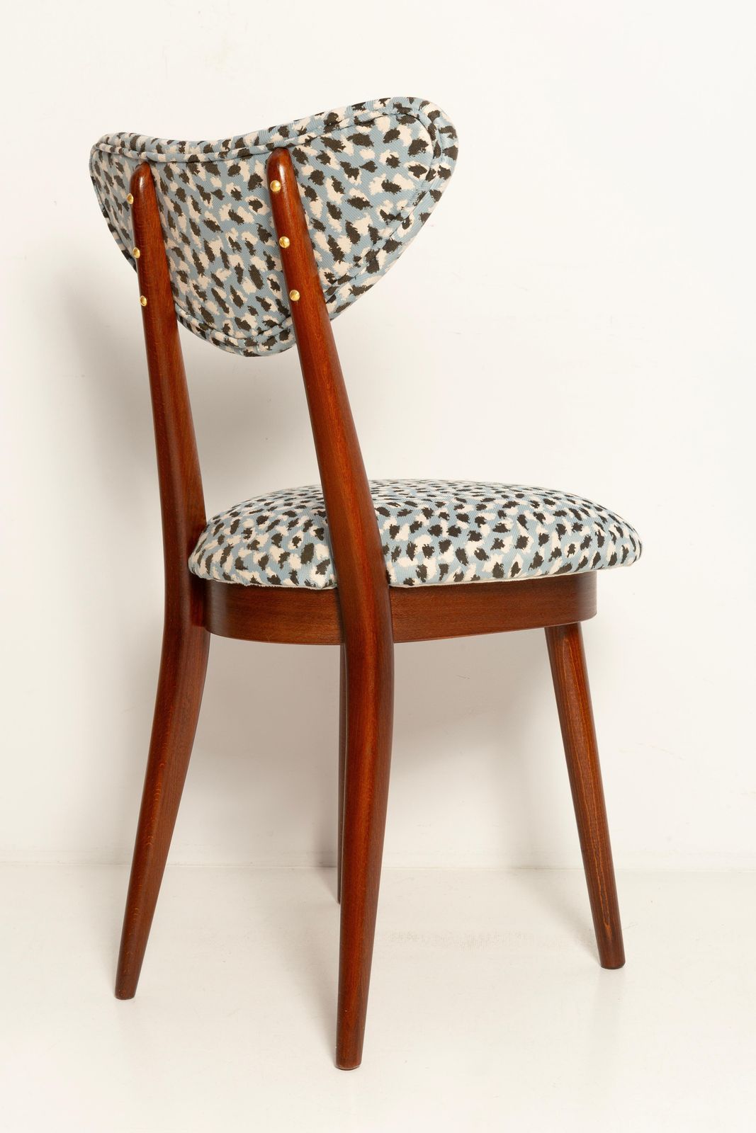 Eight Mid Century Heart Chairs In Blue Leopard By Pierre Frey, Europe, 1960s photo Furniture