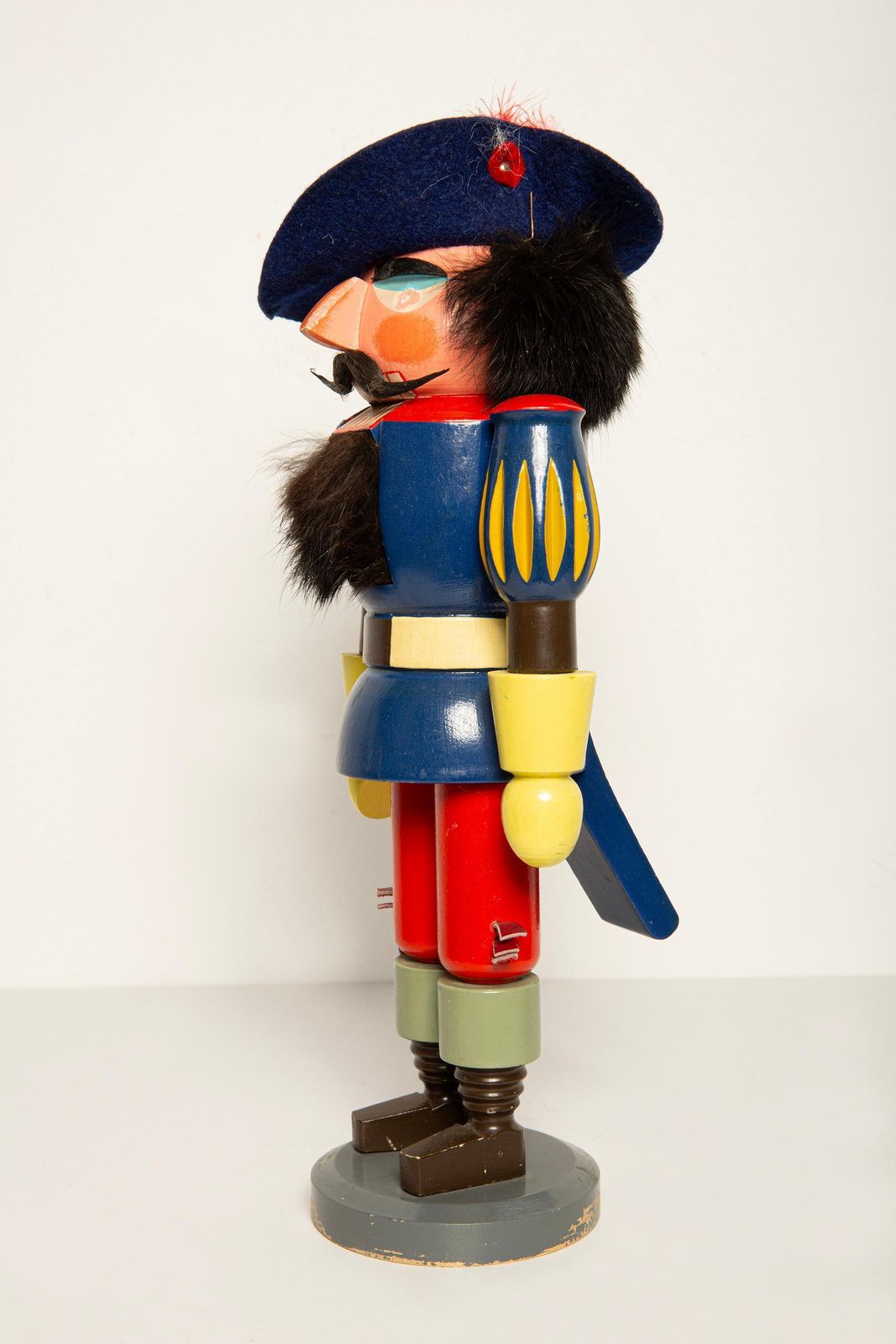 photo for sale Vintage Christmas Big Blue Nutcracker, Wood, Erzgebirge, Germany, 1970