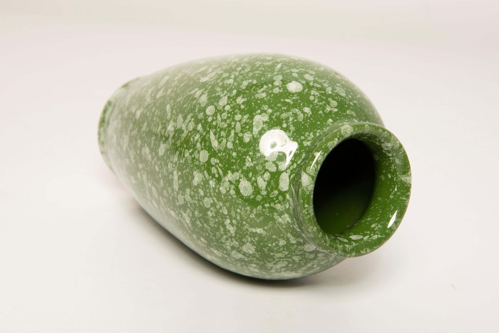 Mid Century Small Green Porcelain Vase, Hand Painted, Europe, 1960s photo vintage