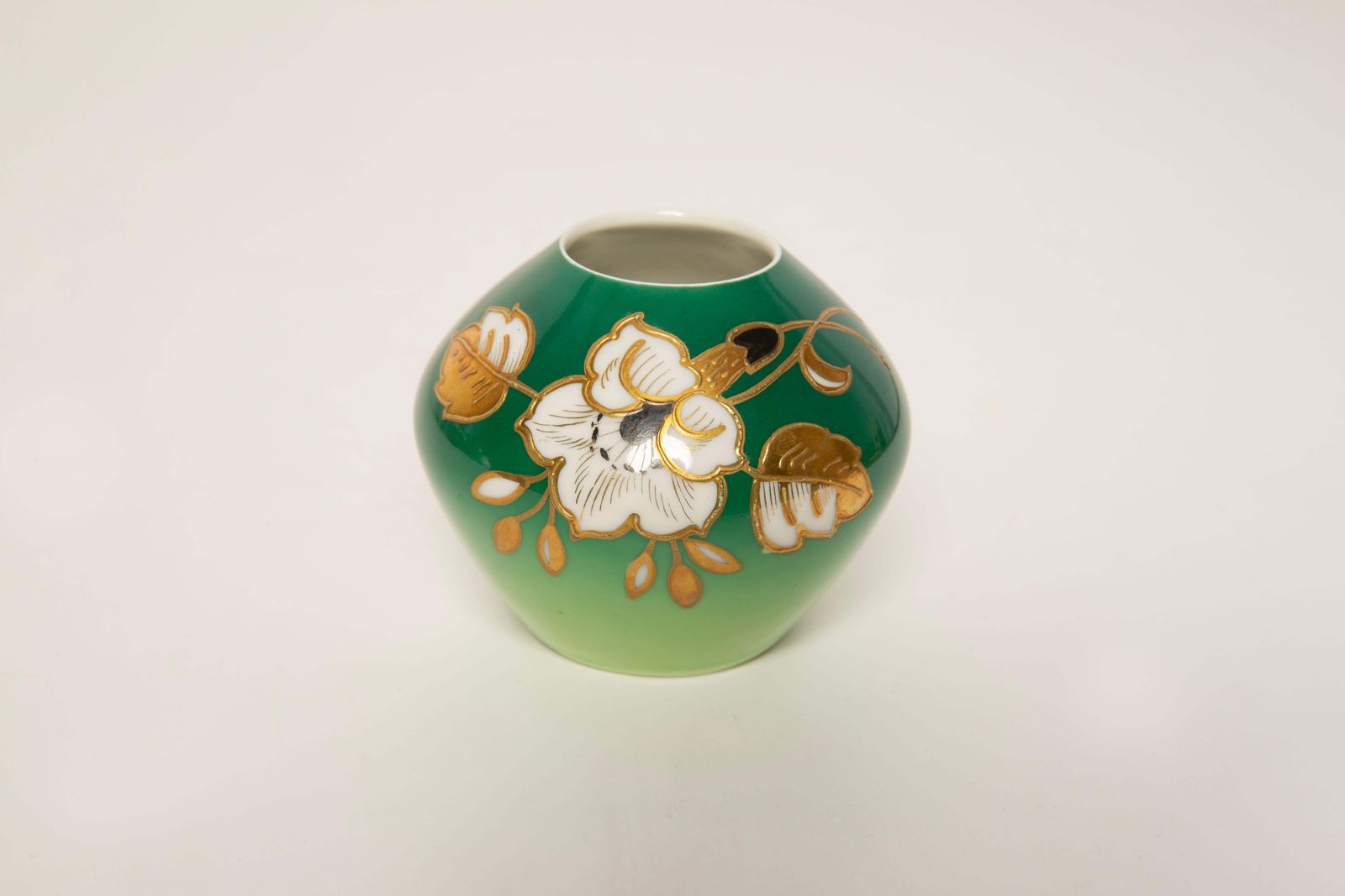 Mid Century Small Green Porcelain Vase, Hand Painted, Europe, Germany photo buy