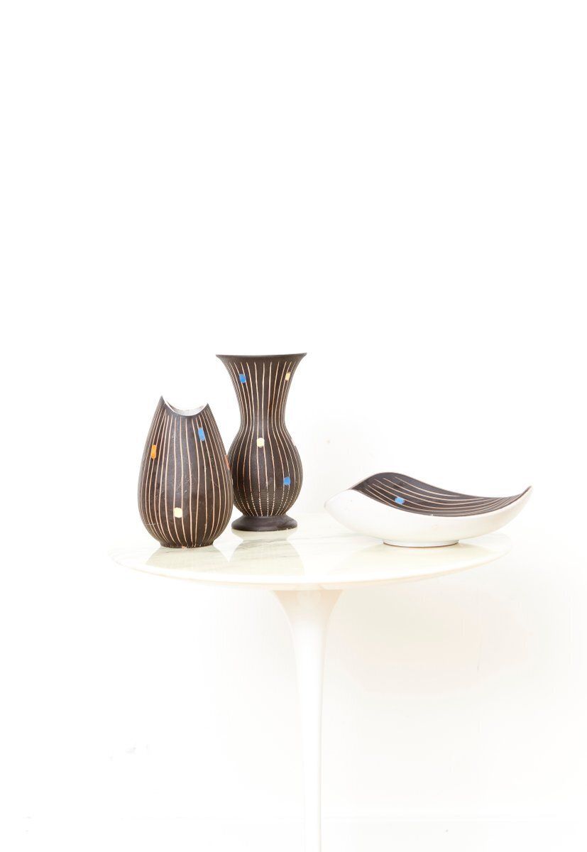 Home Decor Mid Century West German Ceramics By Heiner Balzar For Steuler, 1960s, Set Of 3 photo