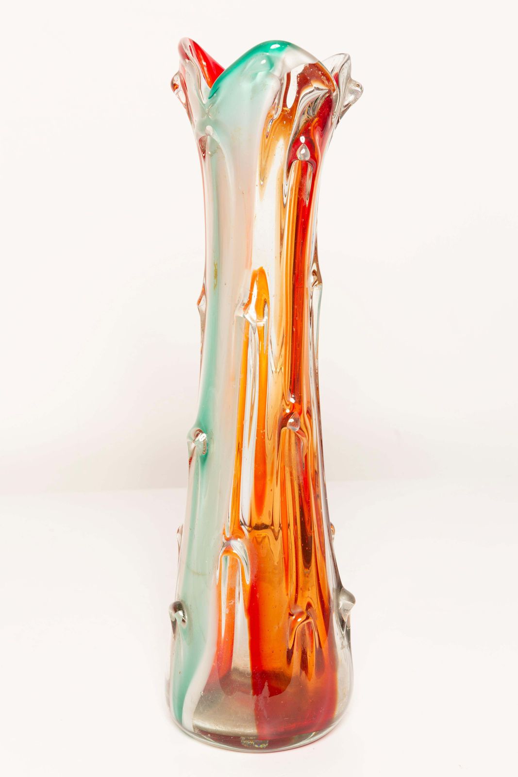 Mid Century Artistic Glass Orange Vase, Tarnowiec, Sulczan, Europe, 1970s photo 203.0