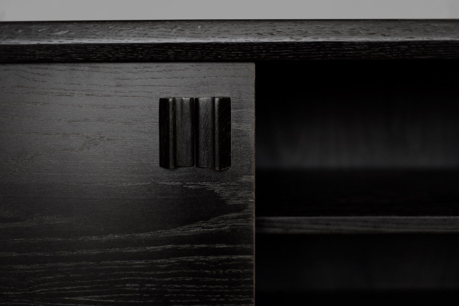 6930.0 Mid Century Scandinavian Modern Dark Oak Sideboard With Wooden Handles, 1960s photo