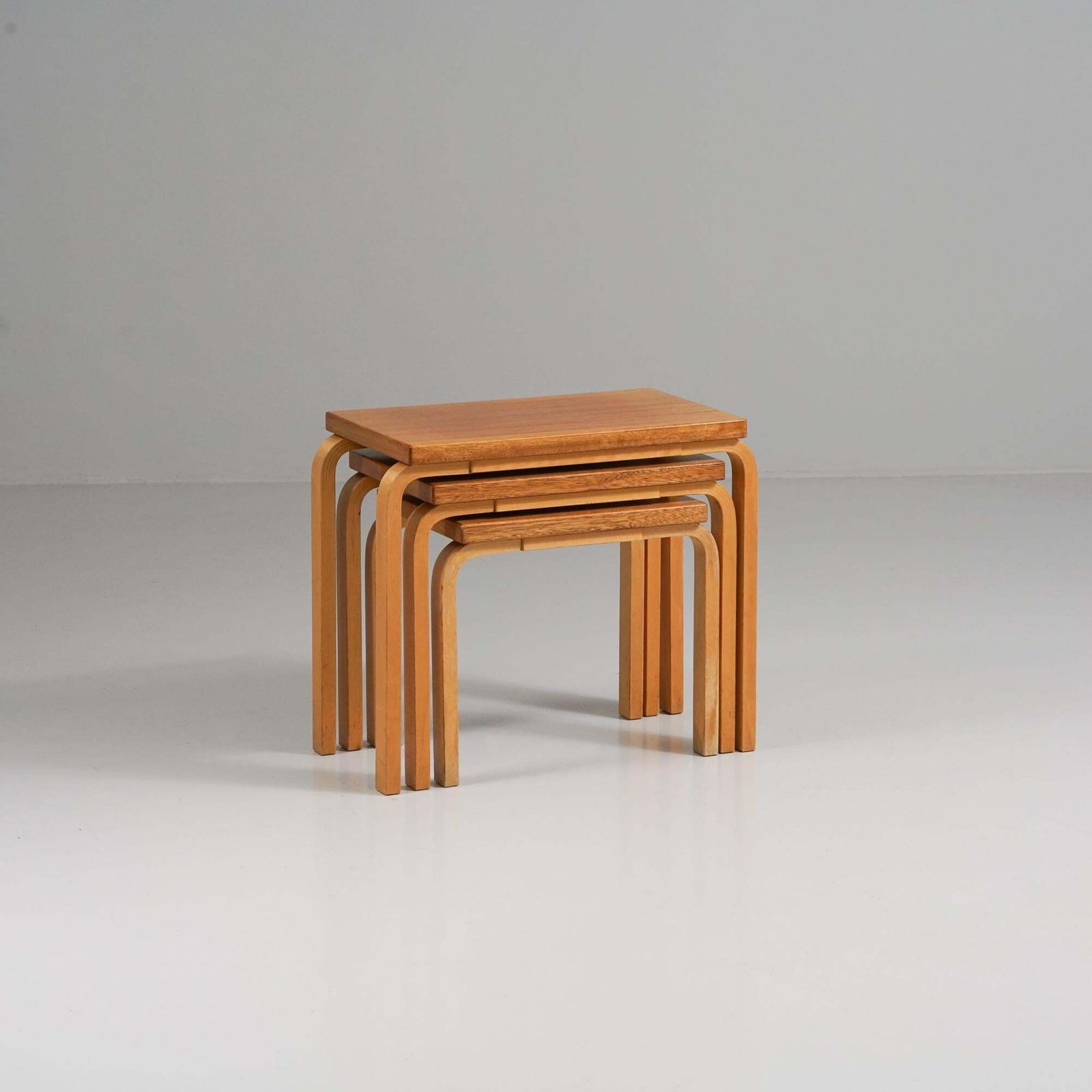 Rare Nesting Tables, Alvar Aalto, Oy Huonekalu  Ja Rakennustyötehdas Ab, 1950s photo 4857.0