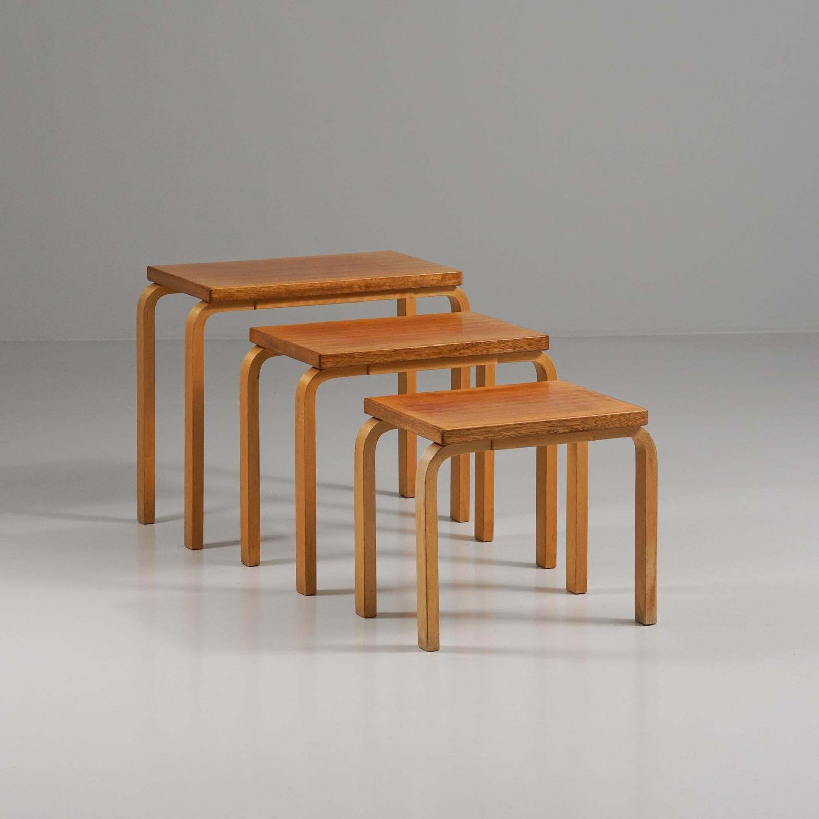 Rare Nesting Tables, Alvar Aalto, Oy Huonekalu  Ja Rakennustyötehdas Ab, 1950s photo vinterior