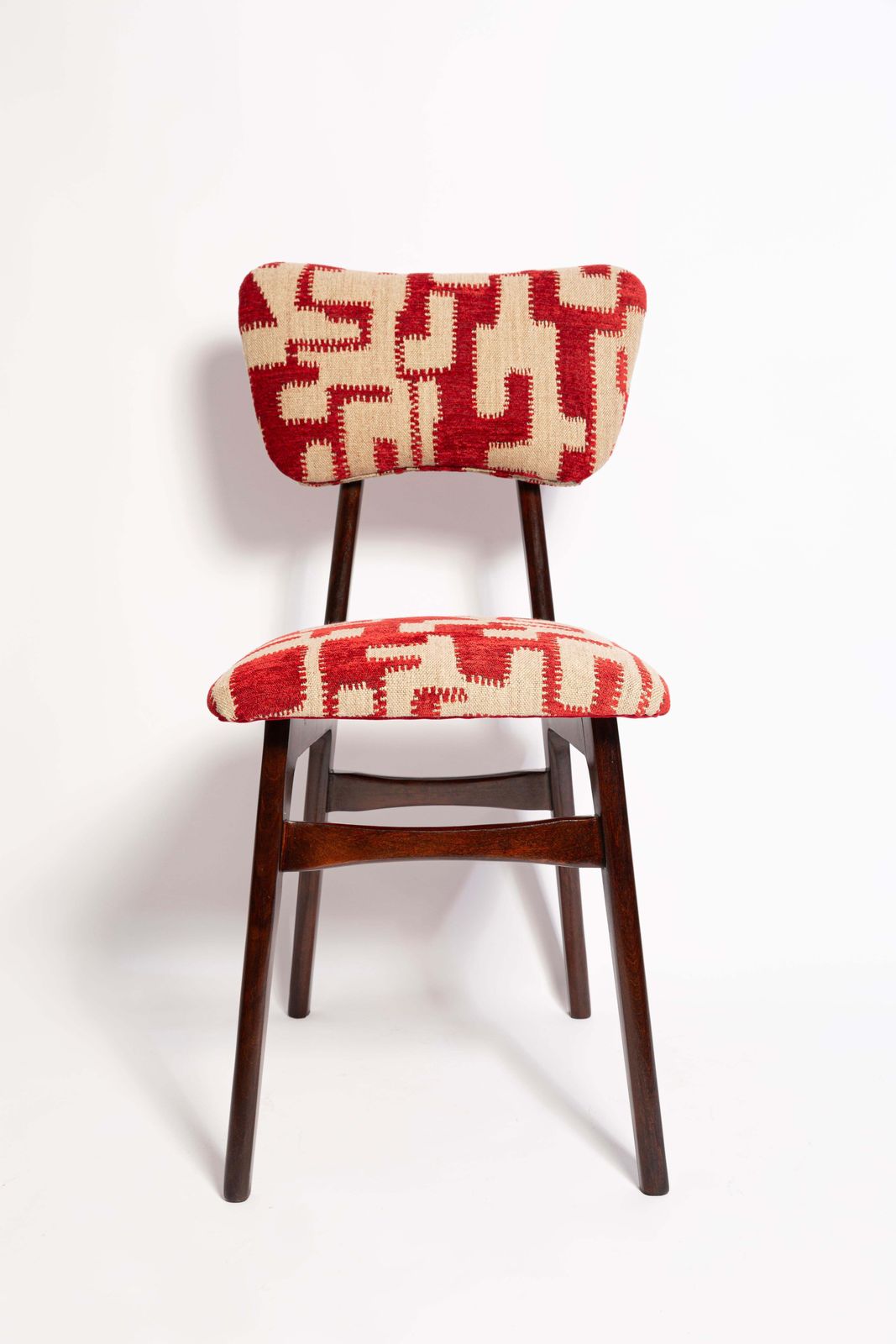 photo for sale Mid Century Butterfly Chair, Delfi Carmine By C&C, Walnut Wood, 1960s