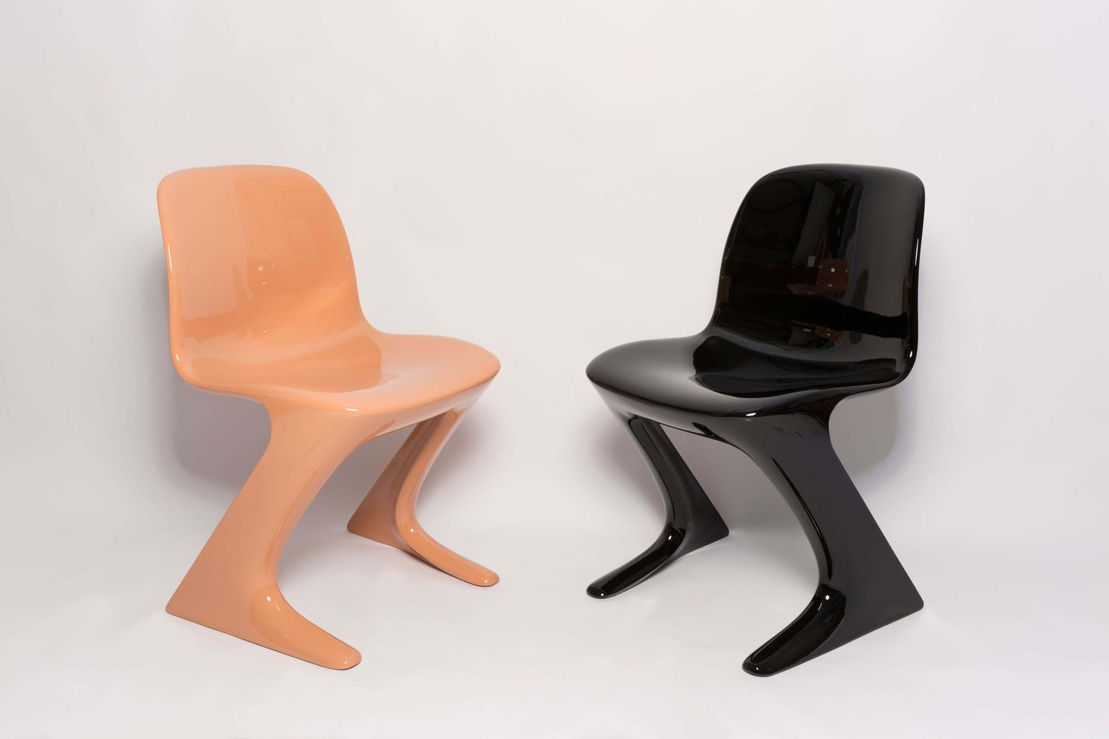 Six Mid Century Orange Apricot Kangaroo Chairs, Ernst Moeckl, Germany, 1968 photo vintage