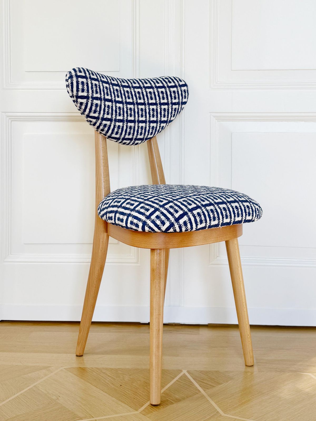 Set Of Eight Mid Century Heart Chairs In Hsh Jacquard By Dedar, Europe, 1960s photo buy