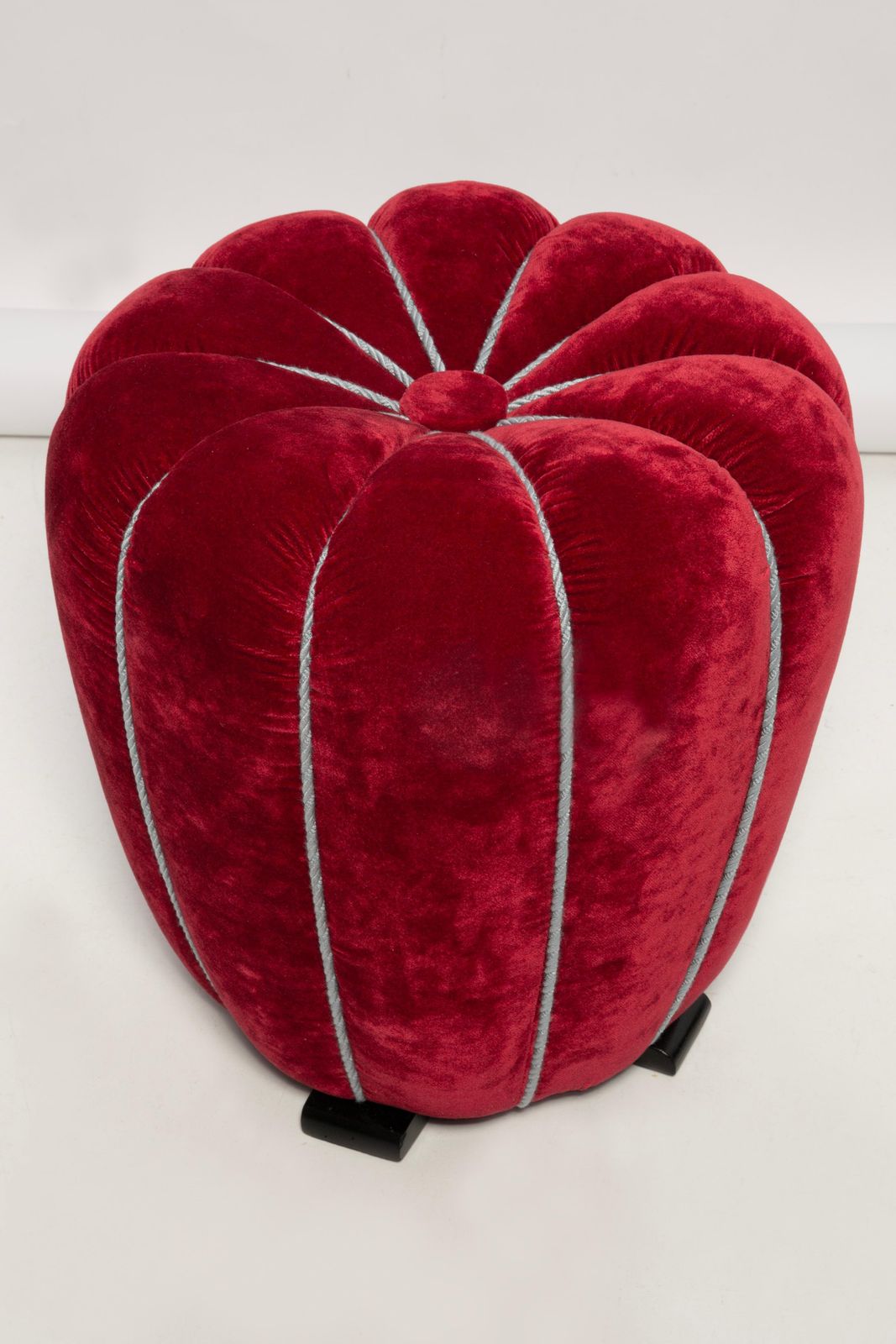 Art Deco Stool By Jindrich Halabala In Red Dedar Velvet photo for sale