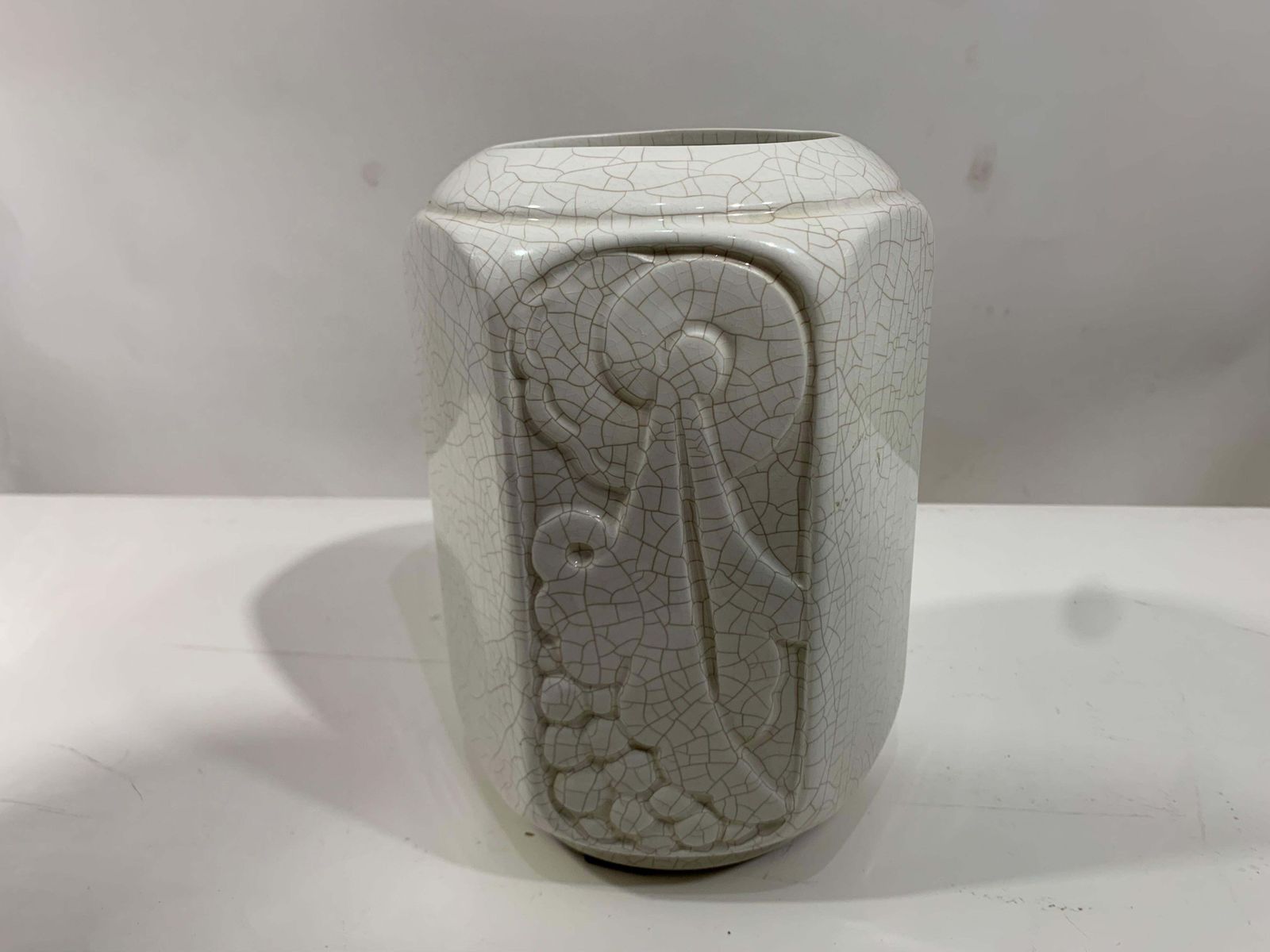 photo for sale Art Deco Enameled Ceramic Vases, Geometric Design, France, 1930s