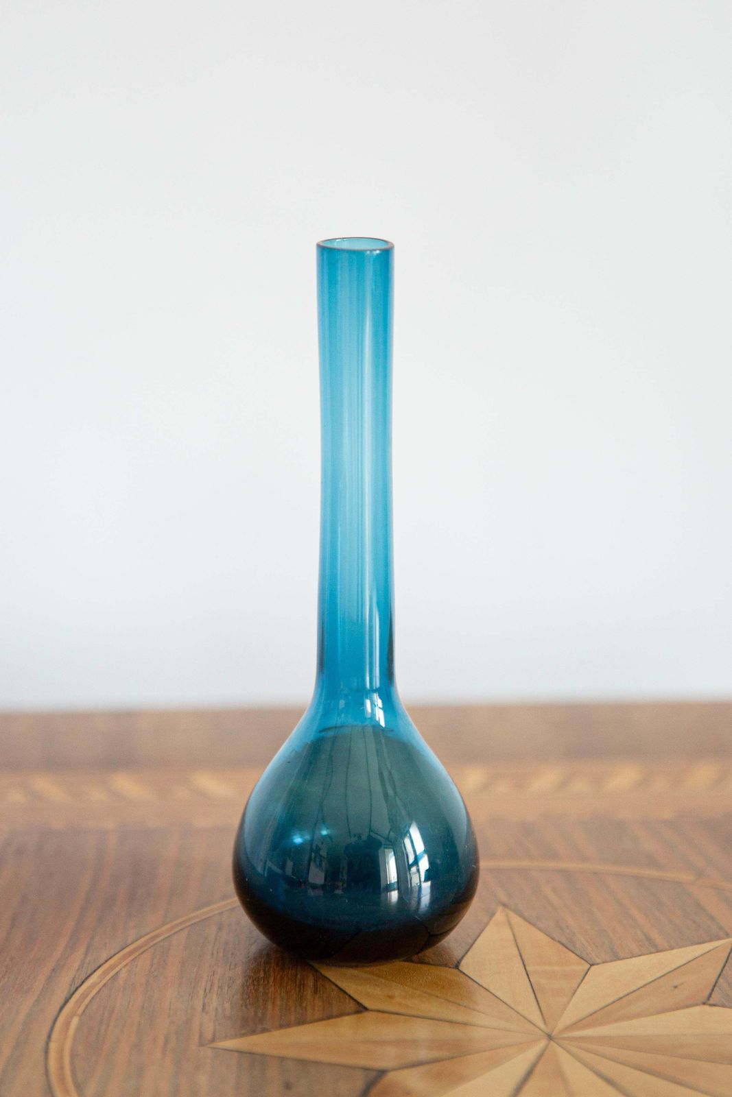 Slim Mid Century Vintage Blue Glass Vase, Europe, 1960s photo buy