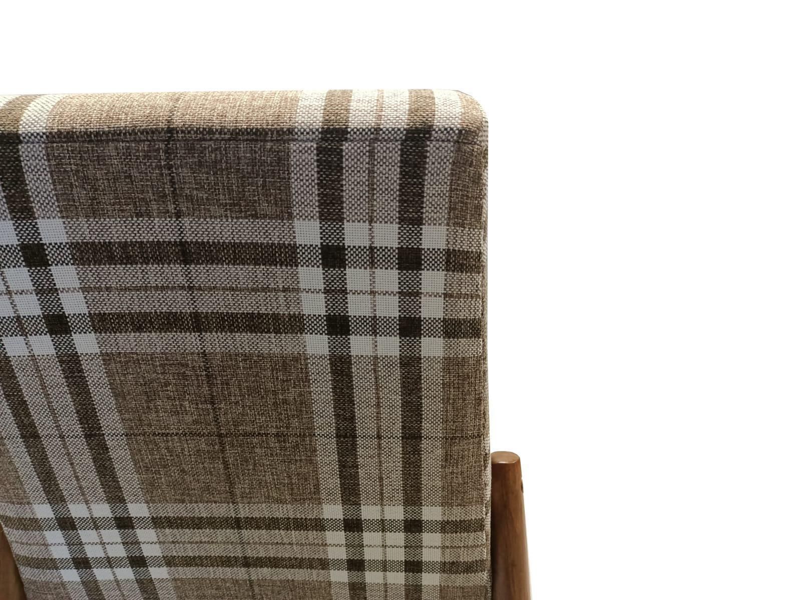 Pair Of Mid Century Beige Checkered Fabric Armchairs, Europe, 1960s photo vintage