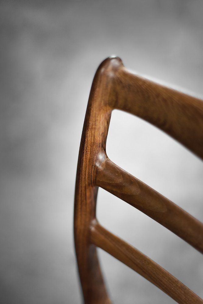 Mid Century Modern Danish Teak & Grey Fabric Chairs, 1960s, Set Of 4 photo furniture
