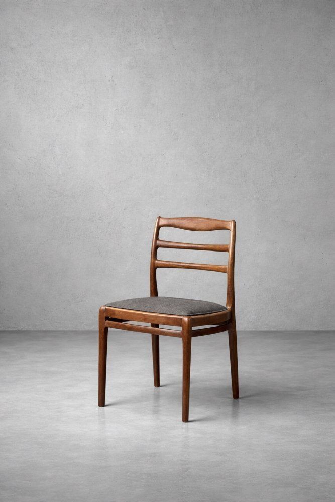 Mid Century Modern Danish Teak & Grey Fabric Chairs, 1960s, Set Of 4 photo 3196.0