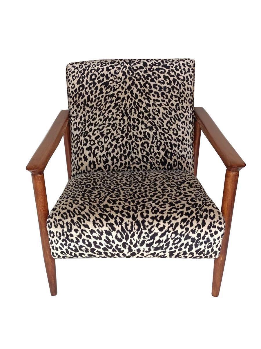 Pair Of Mid Century Beige Leopard Armchairs, Gfm 142, Edmund Homa, 1960s photo furniture