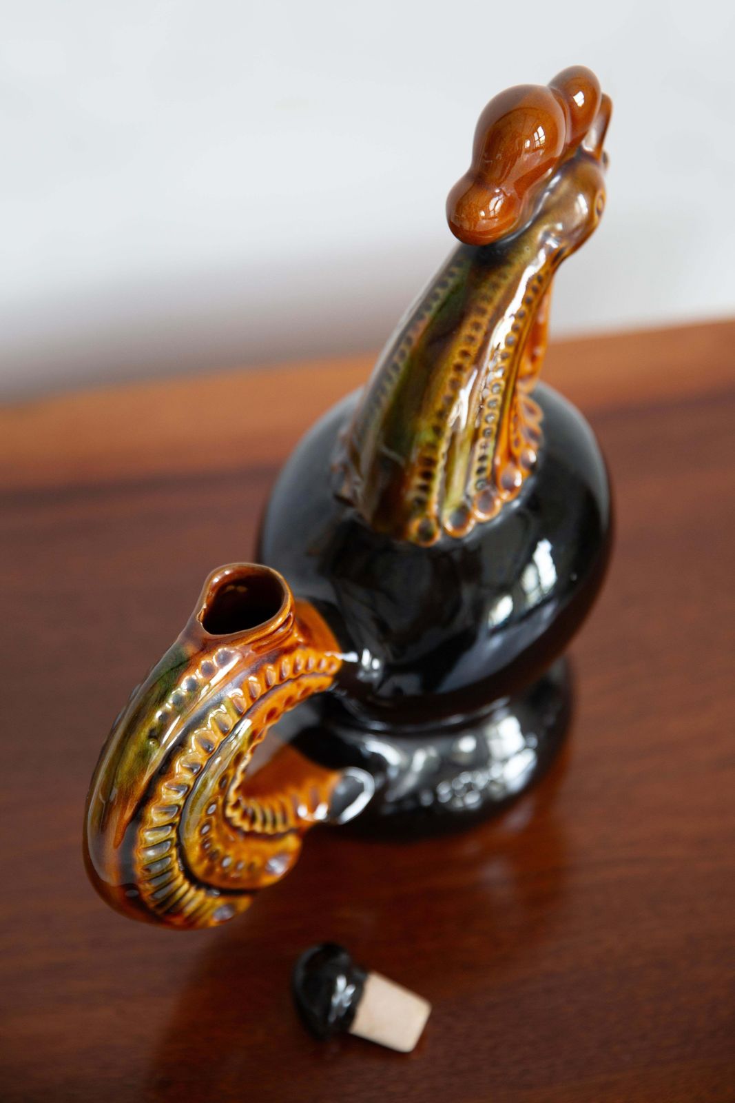 photo for sale Mid Century Brown Cock Decanter Carafe, Ceramic, Europe, 1960s