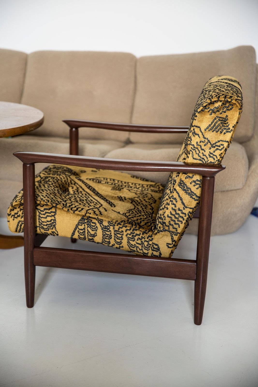 Furniture Pair Of Midcentury Tiger Velvet Armchairs, Gfm 142, Edmund Homa, Europe, 1960s photo