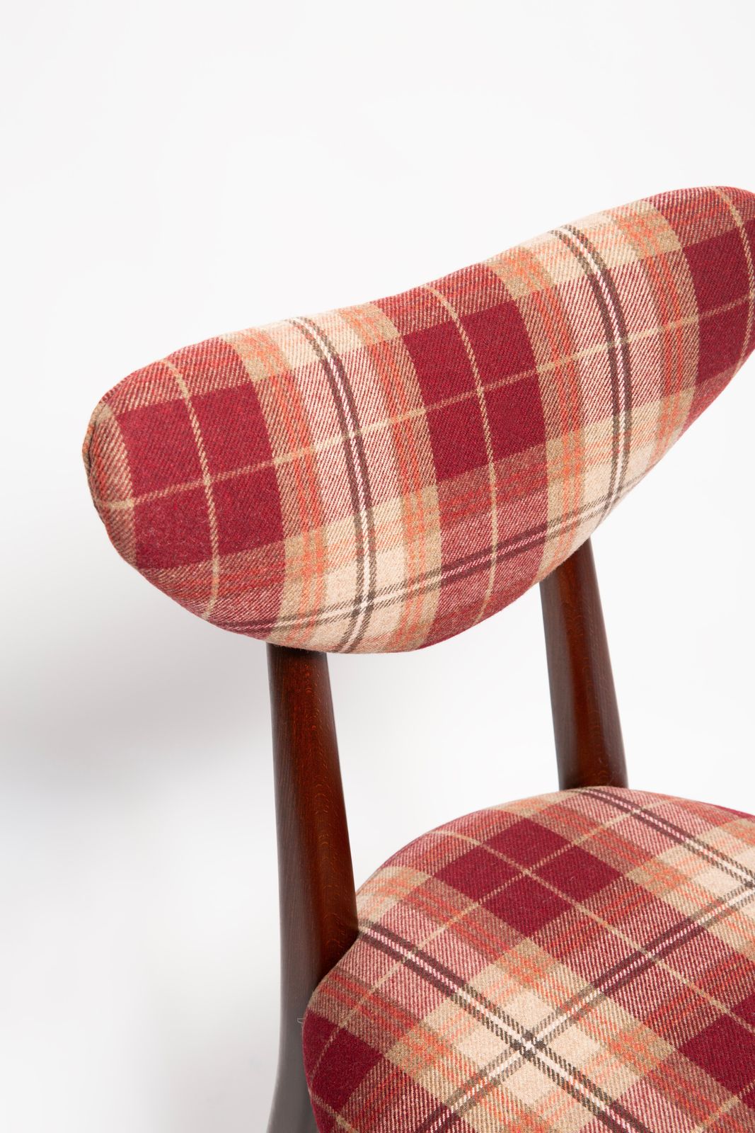 Mid Century Red Wine Classic Scottish Pattern Heart Chair, Europe, 1960s photo for sale