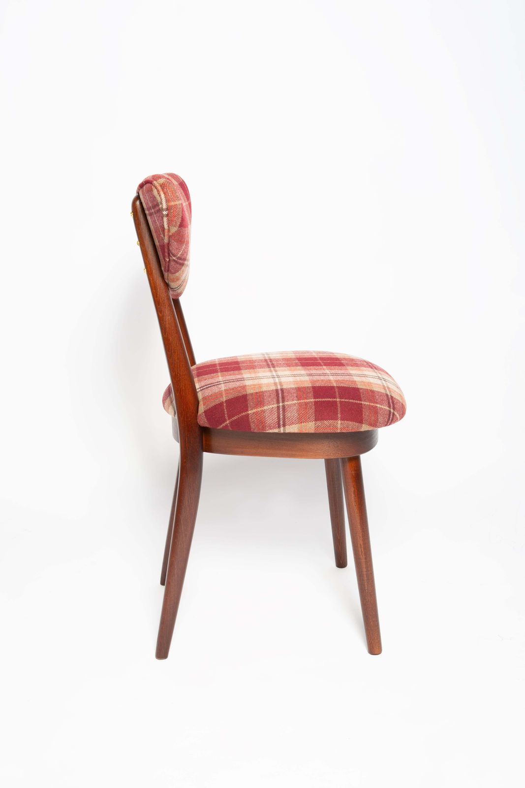 Mid Century Red Wine Classic Scottish Pattern Heart Chair, Europe, 1960s photo 694.0