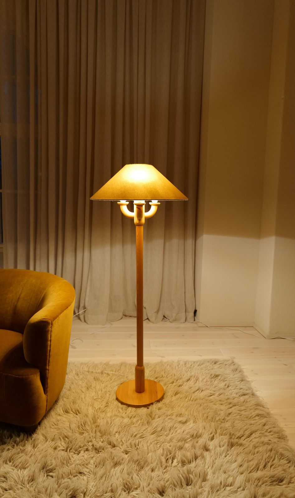 photo for sale Scandinavian Modern Sculptural Floor Lamps Made In Pine, Sweden 1970s