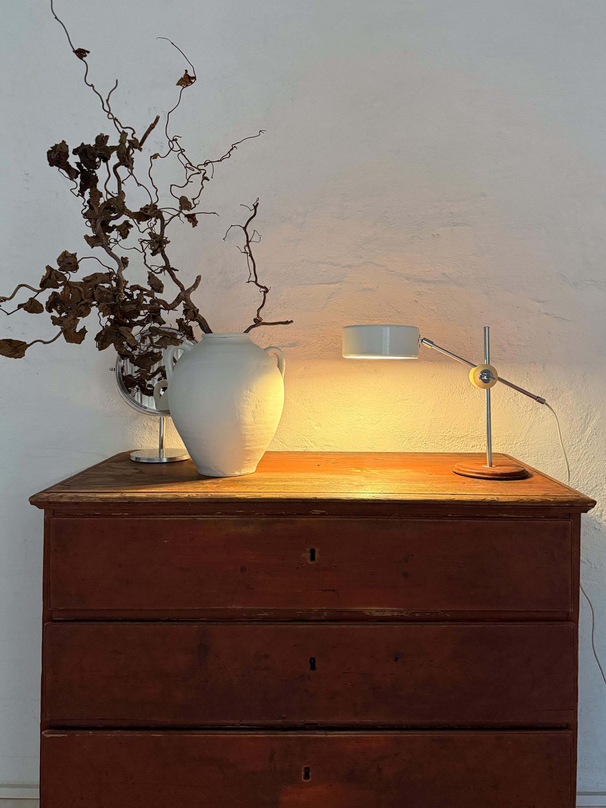 Vintage Midcentury Brown Leather Chrome Atelje Lyktan Desk Lamp, Sweden photo furniture
