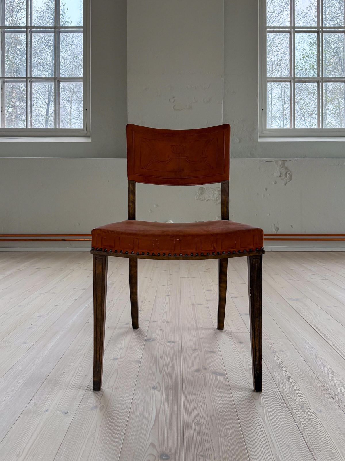 Art Deco Swedish Chair Pine And Leather Carl Bergsten 1929 photo 1636.0