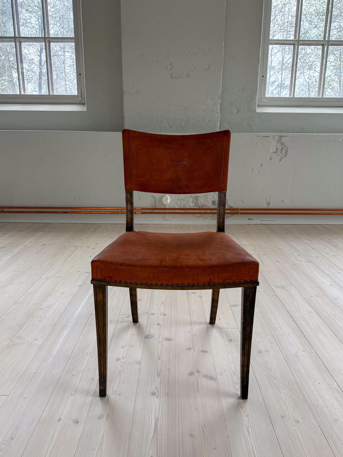 Art Deco Swedish Chair Pine And Leather Carl Bergsten 1929 photo vinterior