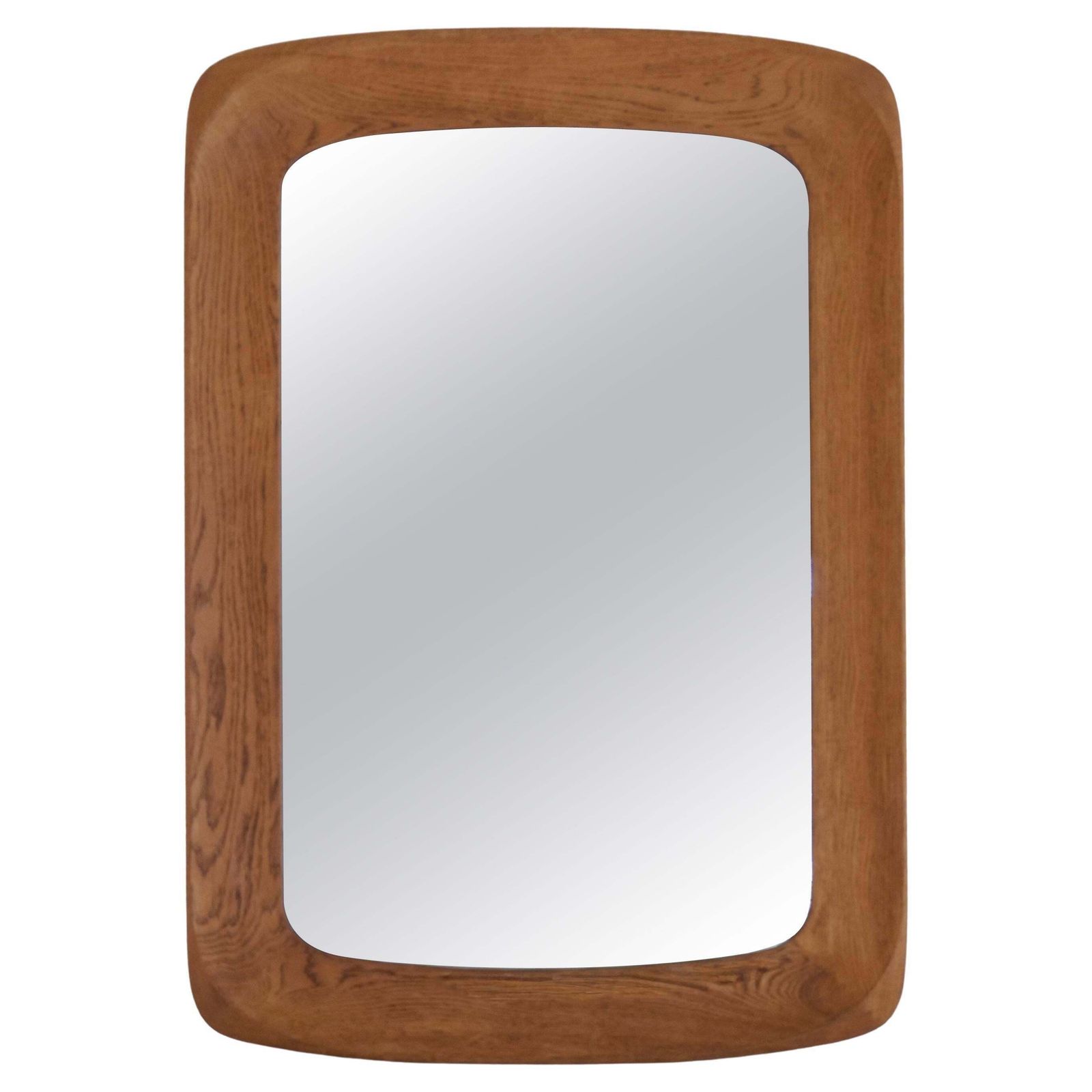 Midcentury Modern Sculptural Wall Mirror In Stained Oak, Glass, Glas & Trä 1959